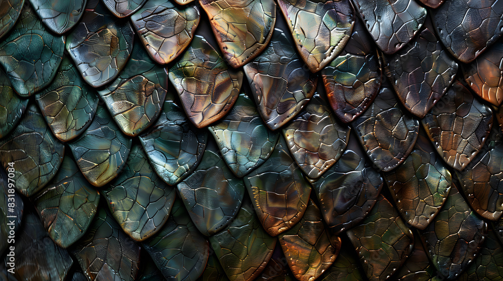 Fototapeta premium Dragon scales shiny skin texture