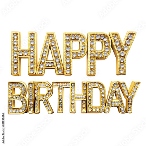 happy birthday gold diamonds transparent background
