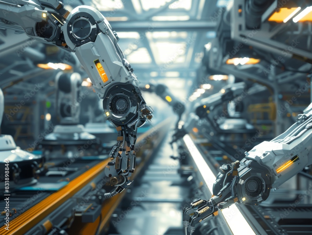 Worms-eye view of an automated assembly line Worms-eye view of an automated assembly line