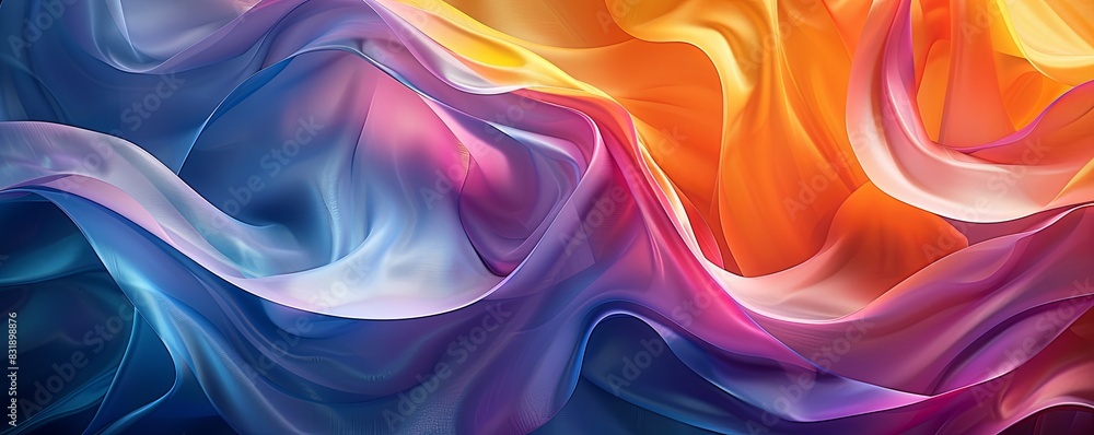 3D abstract background with swirling, vibrant ribbons in a dynamic wave pattern 3D abstract background with swirling, vibrant ribbons in a dynamic wave pattern