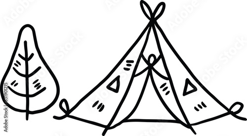 A tent with a door and a window