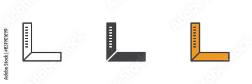 Degree square ruler different style icon set