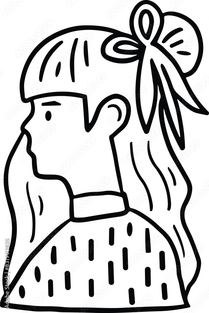 A woman with a head scarf and beads on her head A woman with a head scarf and beads on her head