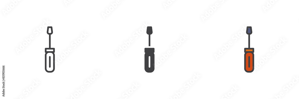 Screwdriver different style icon set Screwdriver different style icon set