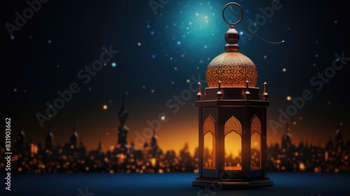 arabic lantern of ramadan celebration background illustration © AK art
