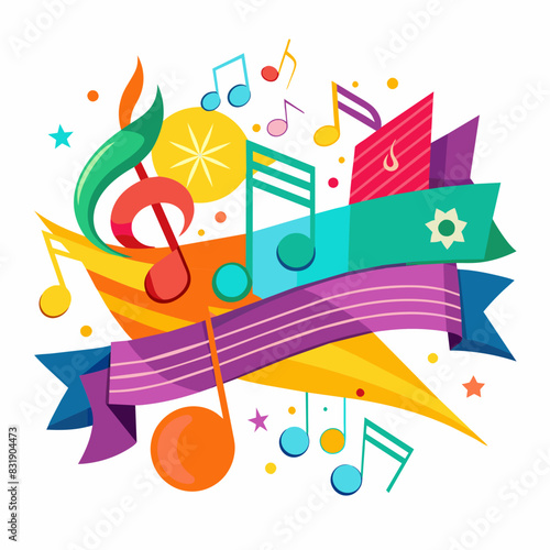 vector-banner-music-notes-colourful-on-white-back
