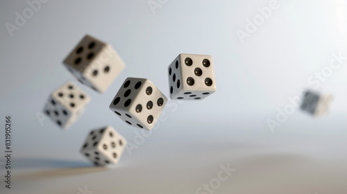 a group of dice falling