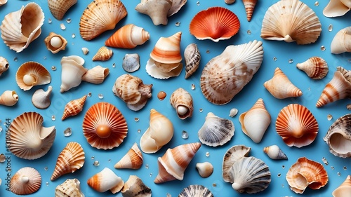 Pattern of seashells seamless as wrapping paper, wallpaper, stickers, or notebook cover.