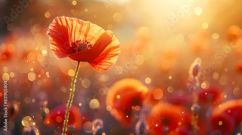 Vibrant Red Poppy Flower wi...