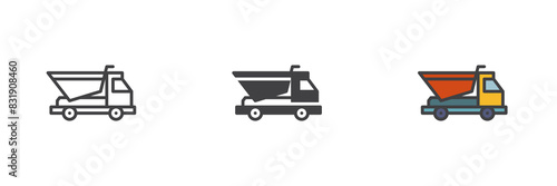 Dump truck different style icon set
