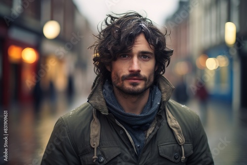 A man with a beard and messy hair is standing in the rain © Juan Hernandez