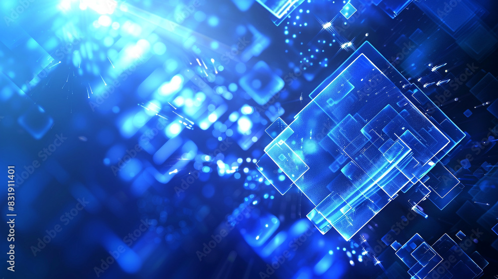 Ethereal sapphire blue squares blending with light patterns, symbolizing innovation and elegance, Ethereal sapphire blue squares blending with light patterns, symbolizing innovation and elegance,