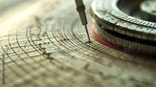 a close up of a compass photo