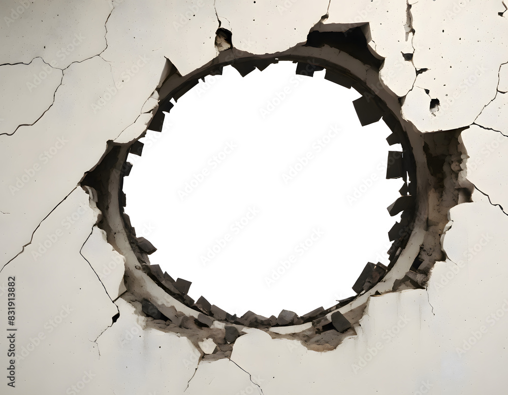 Cracked Wall with Large Holes with Transparent Background. Cracked Wall with Large Holes with Transparent Background.