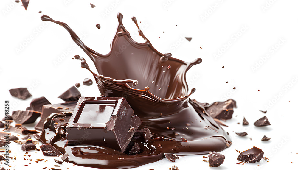 Fototapeta premium Chocolate splash in the center isolated on white background