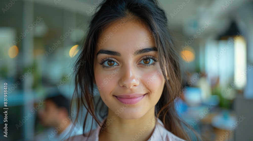 Indian male and female colleagues Business goes hand in hand with the boss. Place the camera over a gray wall in the office. Indian male and female colleagues Business goes hand in hand with the boss. Place the camera over a gray wall in the office.