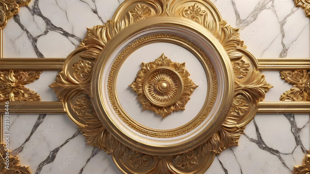 a gold object with a flower on it