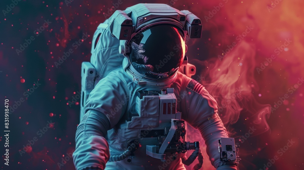Astronaut in a spacesuit in space, spacewalk, above the surface of the earth. Astronaut in a spacesuit in space, spacewalk, above the surface of the earth.