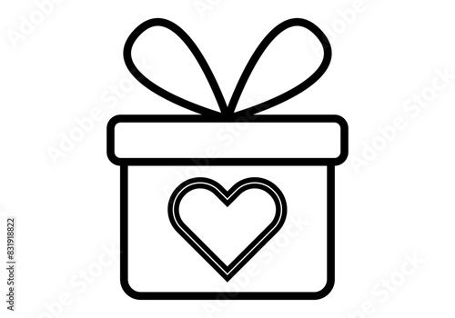 Icono negro de regalo con un corazón