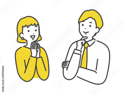 感動している男女の会社員