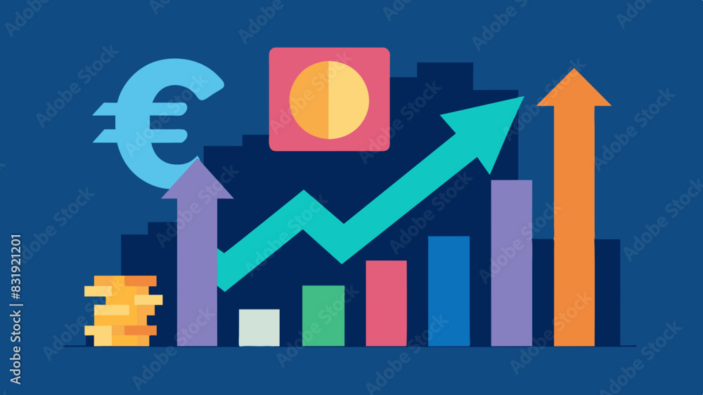 rising inflation graph with green arrow up and contrasting elements on dark background rising inflation graph with green arrow up and contrasting elements on dark background