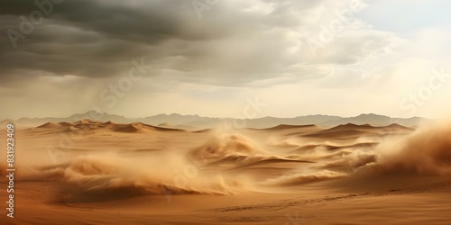 Digital art of sand storm in desert showing harsh weather conditions. Concept Sand Storm  Desert  Harsh Weather  Digital Art  Weather Conditions