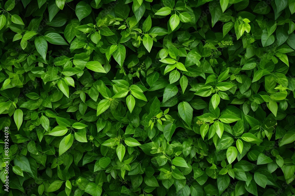 A dense, lush green foliage background with dark and moody lighting. The leaves create an intricate pattern of textures and shapes, creating depth in the visual composition. A dense, lush green foliage background with dark and moody lighting. The leaves create an intricate pattern of textures and shapes, creating depth in the visual composition.