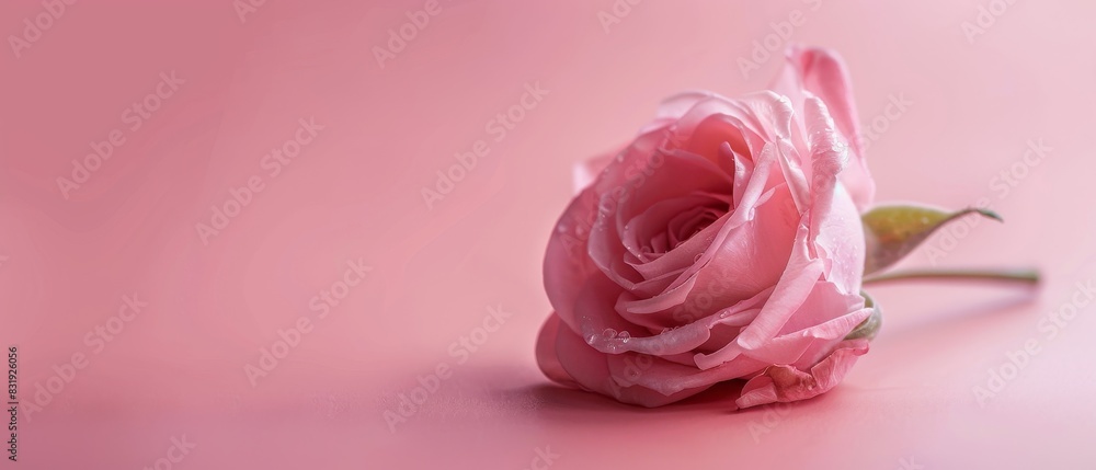 Close-up of Pink Rose with Dewdrops. Close-up of Pink Rose with Dewdrops.
