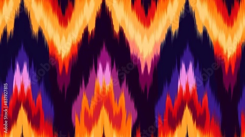 Indian Pochampally Ikat abstract pattern, vibrant colors, intricate design, traditional textile art, contemporary motifs, cultural heritage, high detail, 4K resolution photo