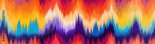 Pochampally Ikat intricate abstract motif, bright color palette, handwoven craftsmanship, contemporary patterns, detailed designs, cultural heritage, high resolution