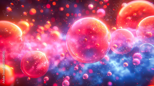 Vibrant 3d rendered abstract bubbles background