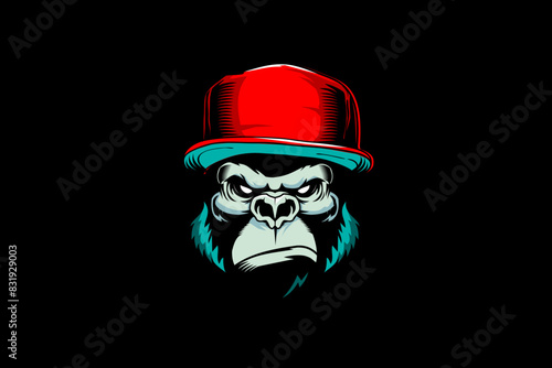 Gorilla head cartoon character vector template