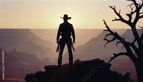 silhouette of wild west gunslinger man photo
