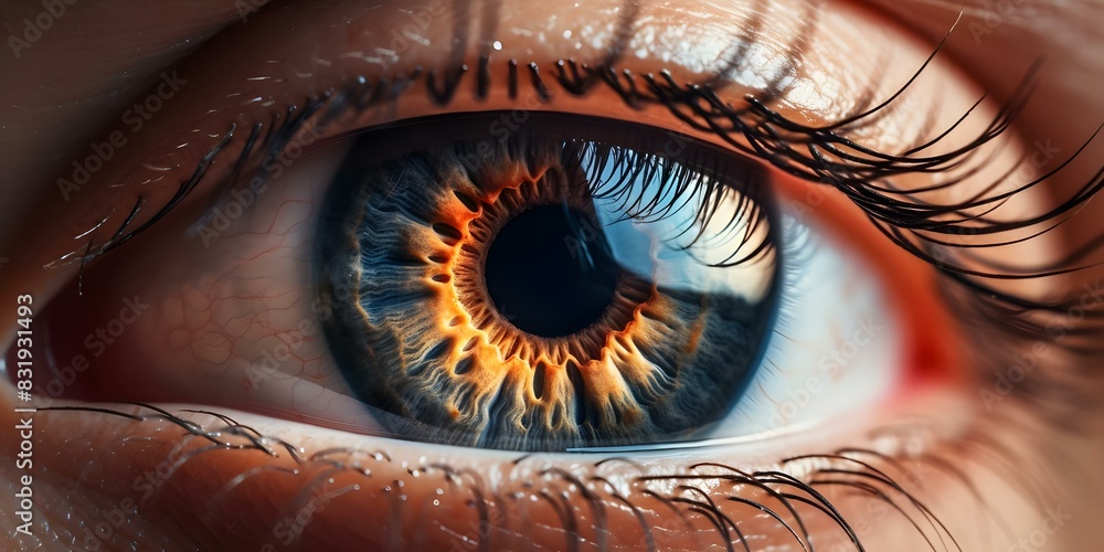 Closeup of dilated human eye due to light pollutions impact on health ...