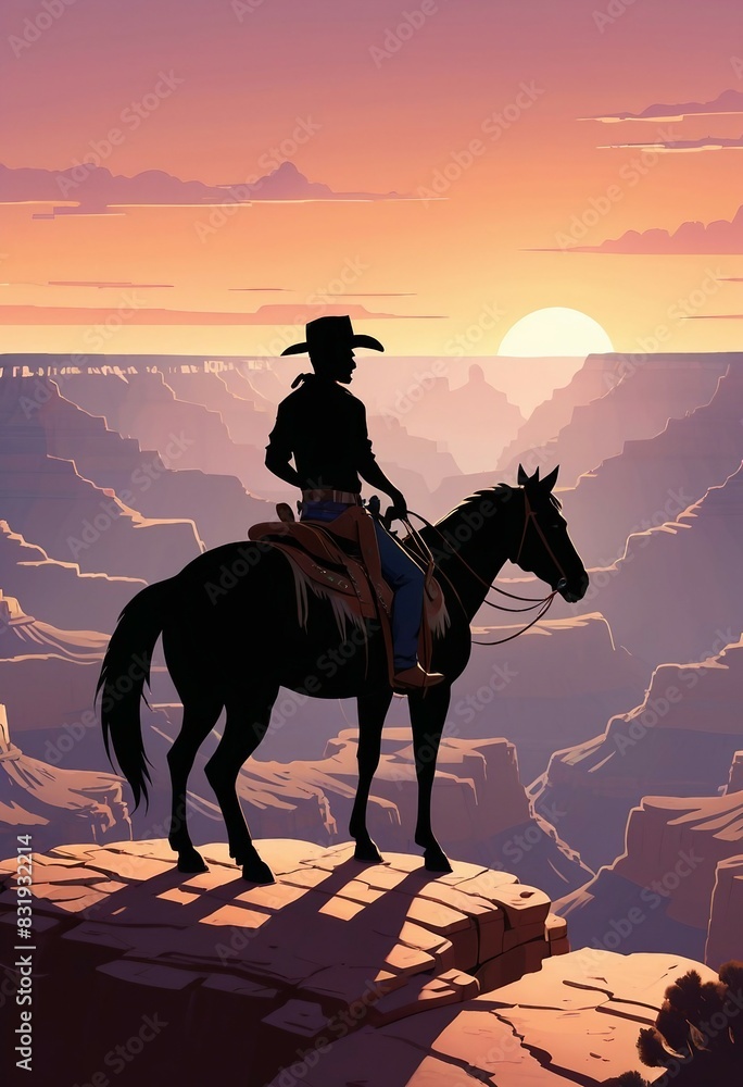 silhouette of a cowboy on his horse at the hill of grand canyon, sunset view,
silhouette of a cowboy on his horse at the hill of grand canyon, sunset view,