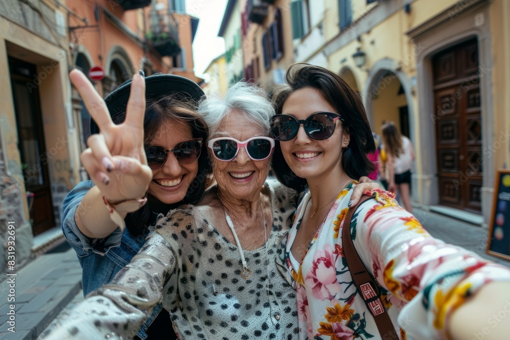 Stylish women on the travel shopping experience Stylish women on the travel shopping experience