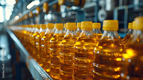 sunflower oil production at the modern factory, agriculture concept