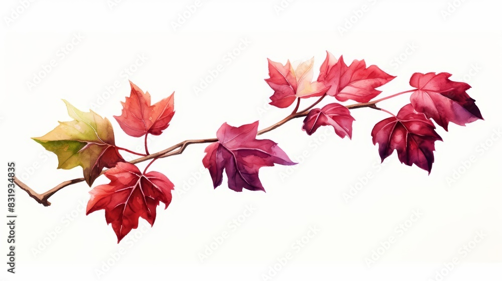 A watercolor of a claret leaf A watercolor of a claret leaf