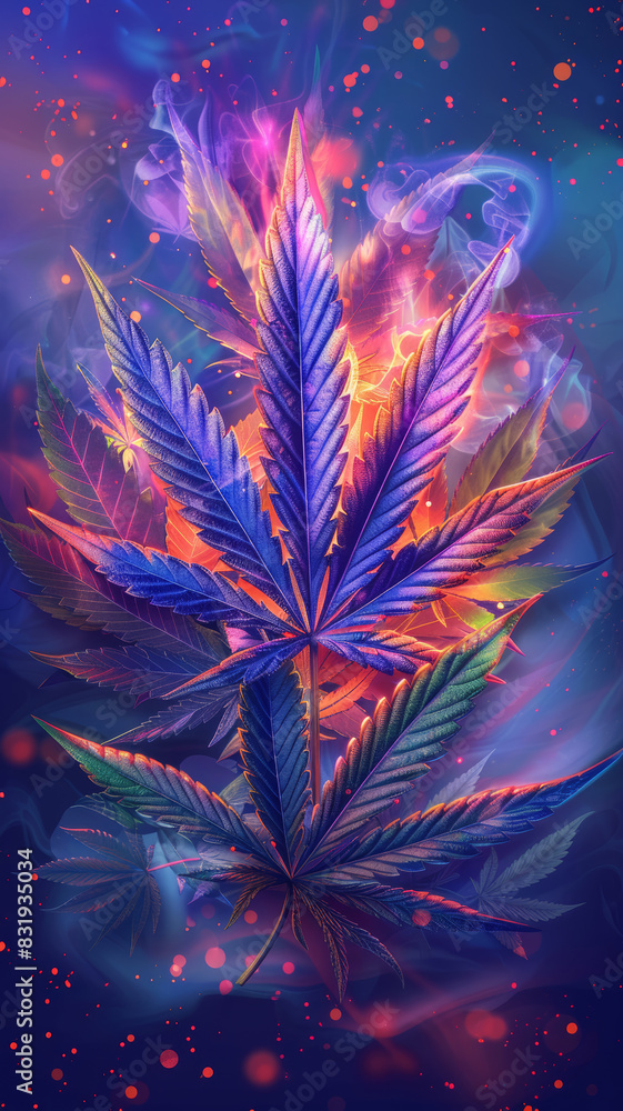 Cannabis Leaf Banner with Glowing Light Effects Cannabis Leaf Banner with Glowing Light Effects