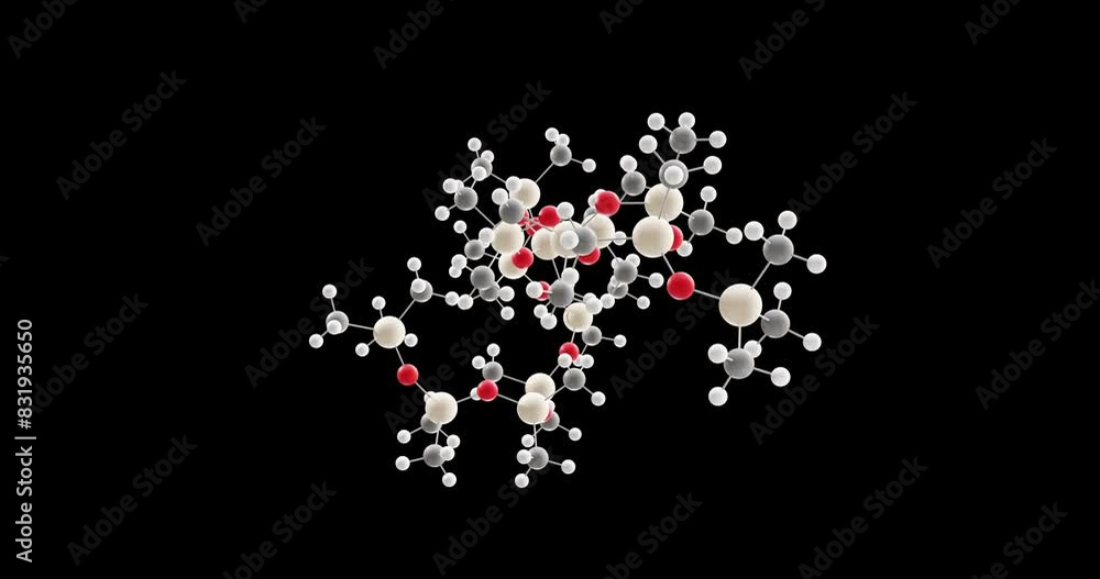 Polydimethylsiloxane molecule, rotating 3D model of silicone polymer, looped video on a black background Polydimethylsiloxane molecule, rotating 3D model of silicone polymer, looped video on a black background