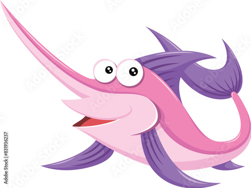 Pink and purple swordfish