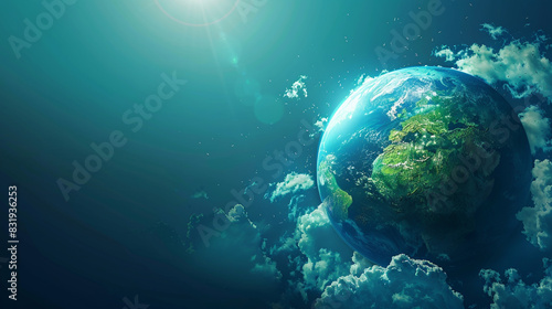 Environmental technology concept. Abstract illustration. Sustainable development goals. SDGs. Green Earth is concept of Saving the environment, and environmentally sustainable. Environment World Earth © Butt _Ai