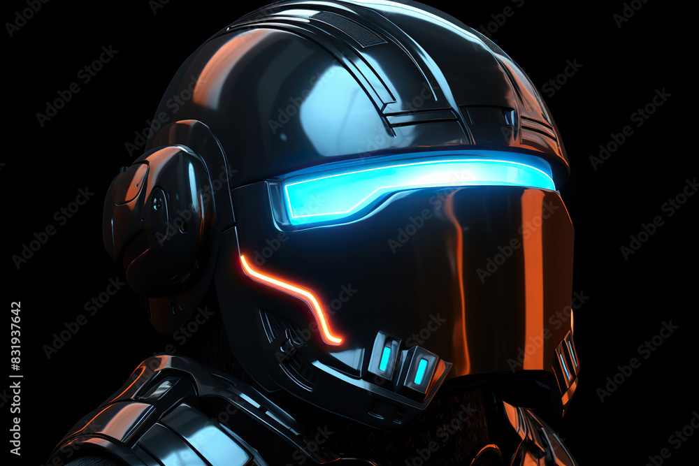Fototapeta premium Generative ai on theme of beautiful futuristic space helmet, autonomous programmable new technique