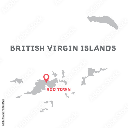 British virgin islands vector map illustration, country map silhouette with mark the capital city of British virgin islands inside. vector illustration. All countries can be found in my portfolio