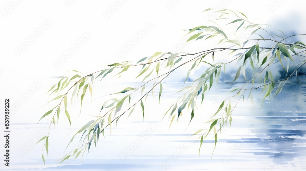 Obraz premium A watercolor of a willow leaf