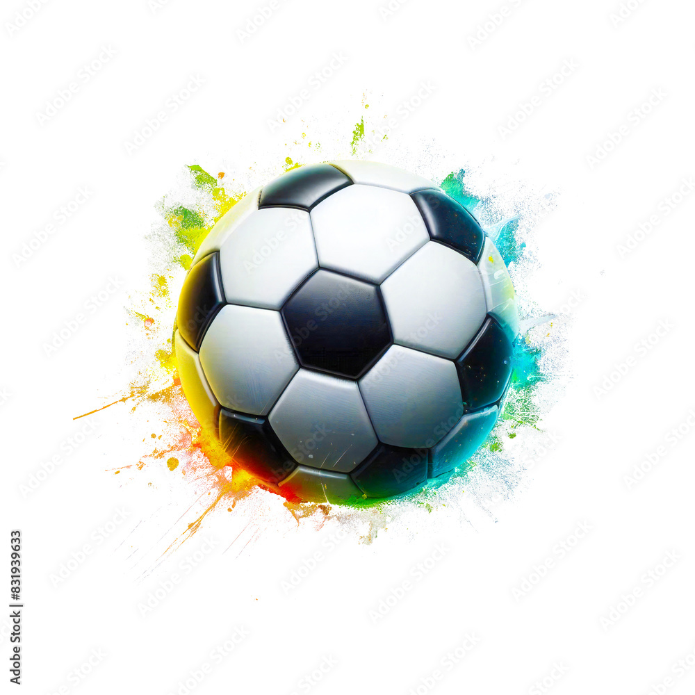 Naklejka premium A soccer ball isolated on a transparent background, perfect for sports-themed designs.