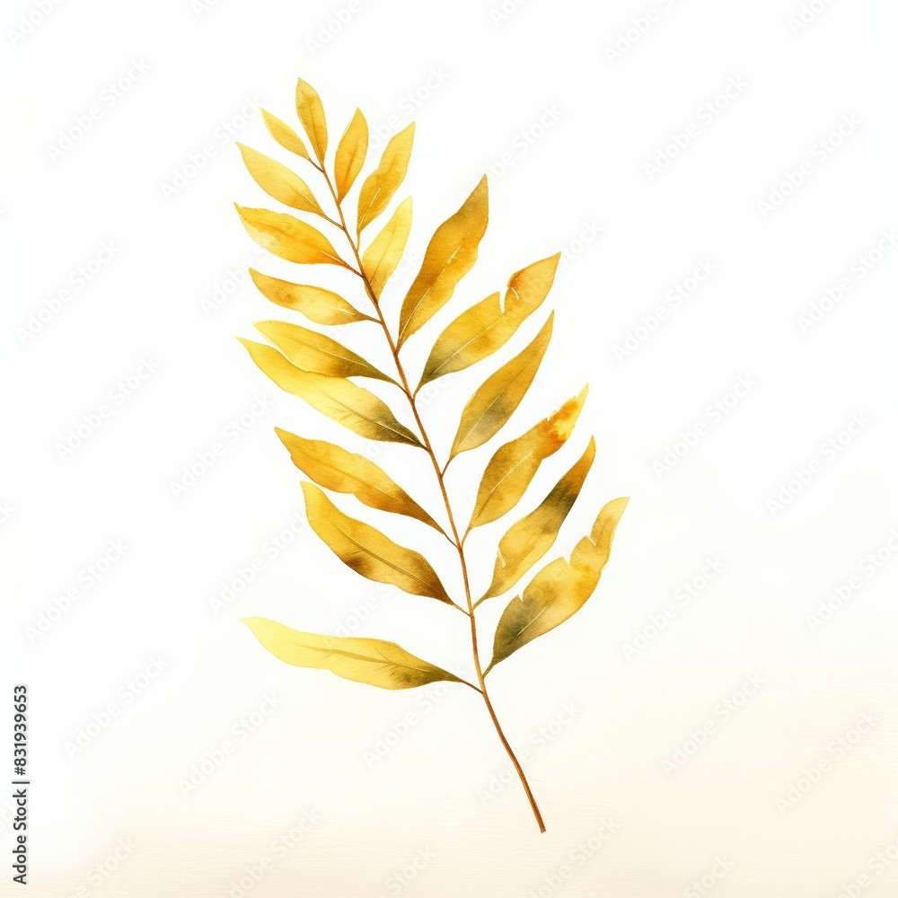 A watercolor of an acacia leaf