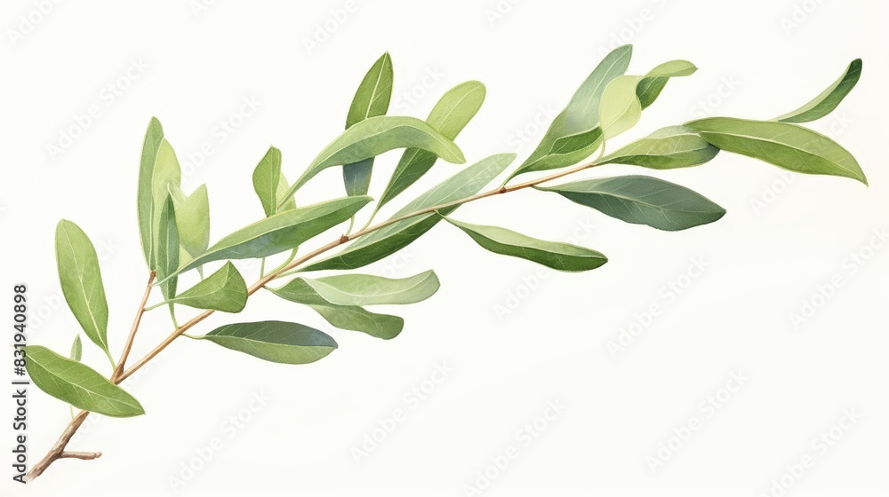 A watercolor of an olive leaf A watercolor of an olive leaf