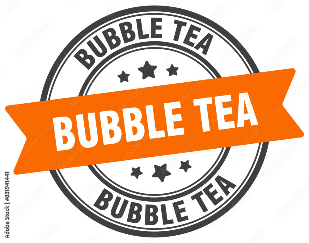Fototapeta premium bubble tea stamp. bubble tea label on transparent background. round sign