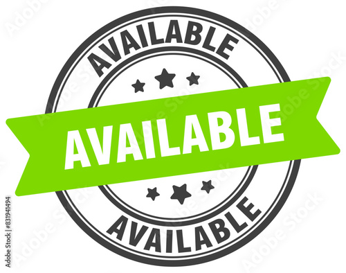available stamp. available label on transparent background. round sign